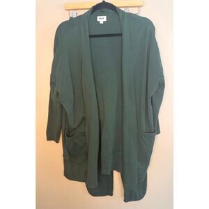 Pact 2 Piece Cotton Airplane Set Tulip Hem Pants Wrap Cardigan Forest Green Sz S